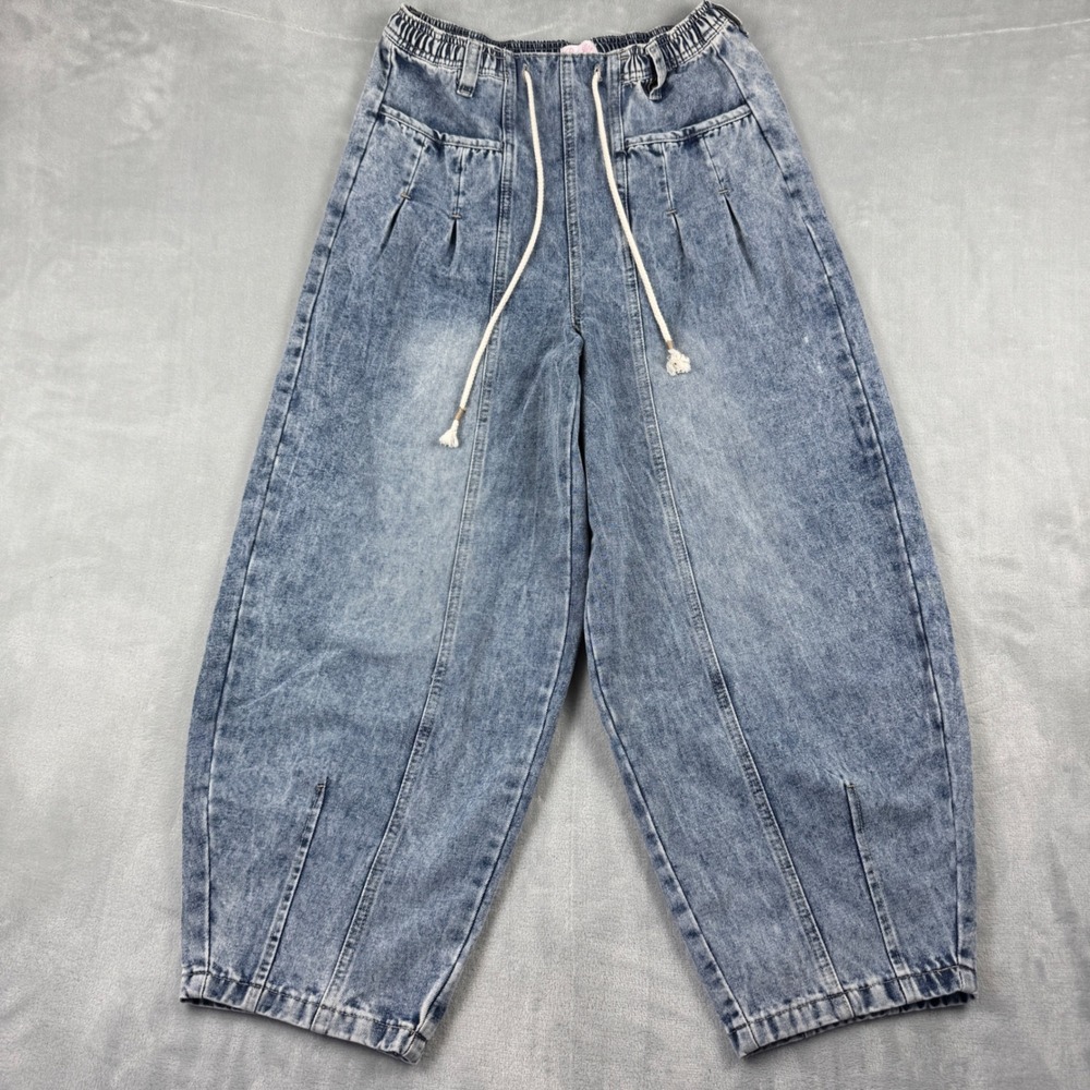Pink Lily BAGGY Acid Wash Women's Jeans‎ Wide Leg Drawstring  Size 29